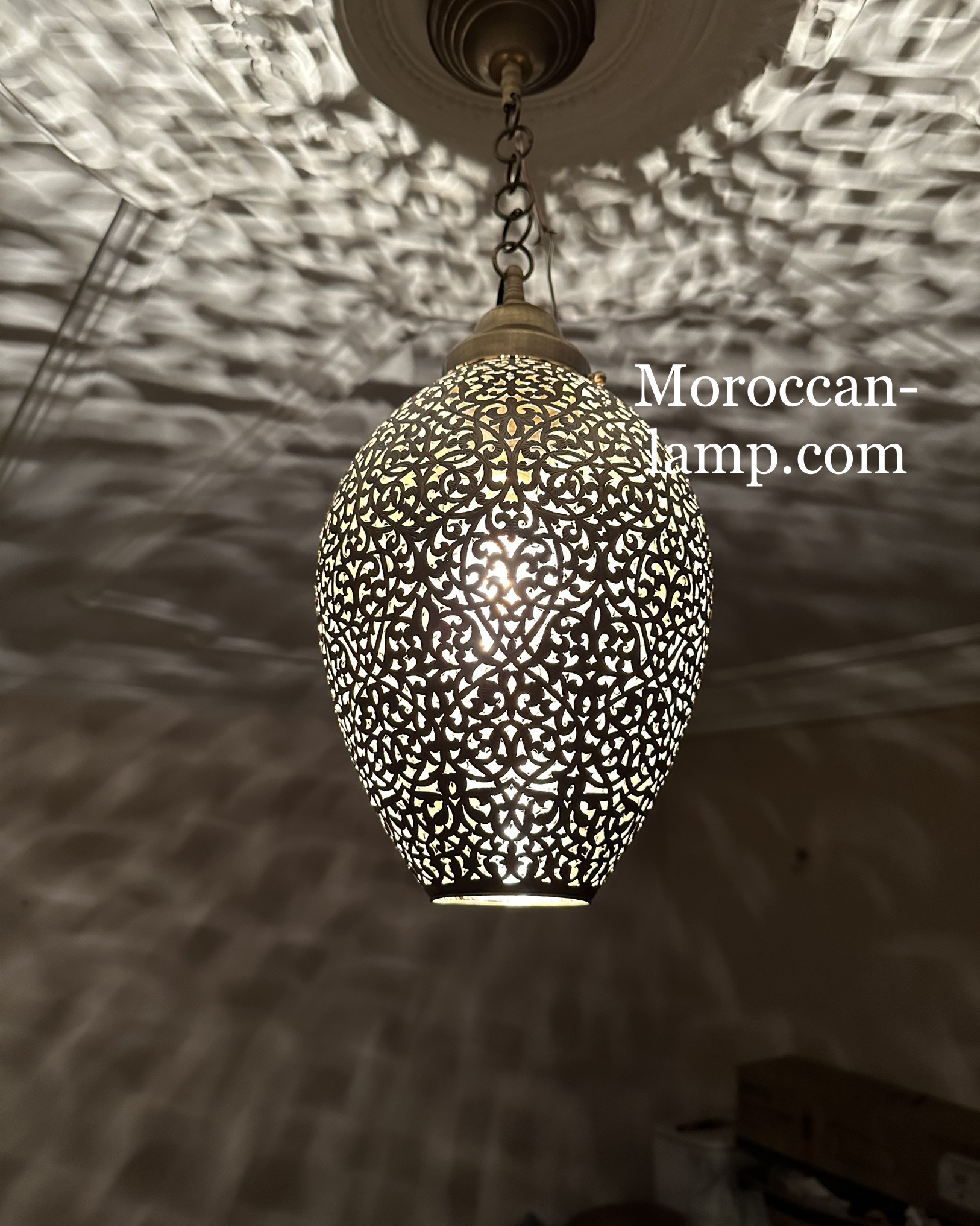 Colgante Lámpara de latón marroquí, lámpara colgante de latón